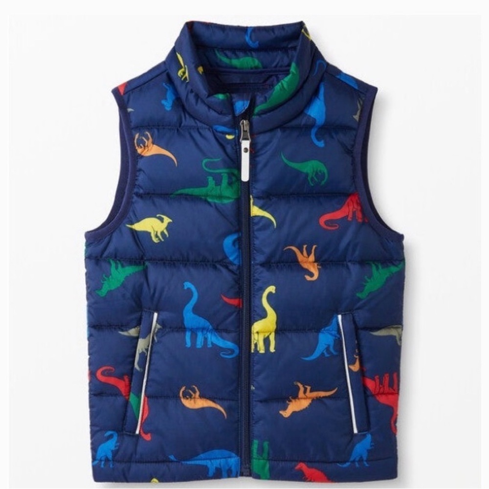 Hanna Andersson Puffer Vest with Colorful Dinosaur Print Sz 5-6